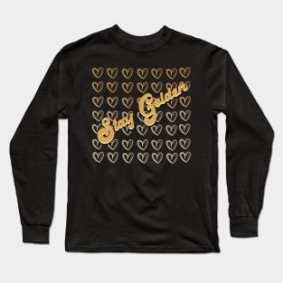 Stay Golden Remembering Betty White Golden Girls Ombré Gold Hearts Design Long Sleeve T-Shirt